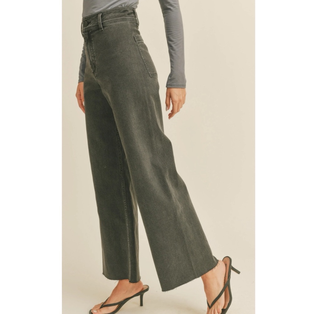 Miou Muse Women’s wide leg jeans Gray denim Size S Boho Baggy Relaxed Grunge